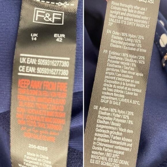 F&F navy blue white polka dot one piece swimsuit 10 - Picture 10 of 11